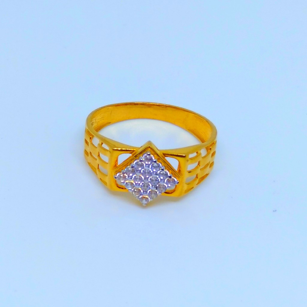 22 kt 916 hallmark fancy rhombus Shape diamond gents ring - Image 3