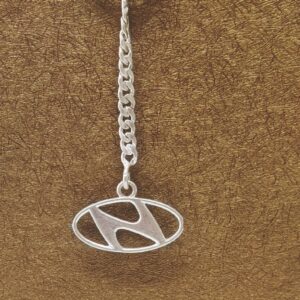 Silver Keychain logo of  Hyundai