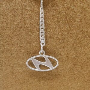 Silver Keychain logo of  Hyundai