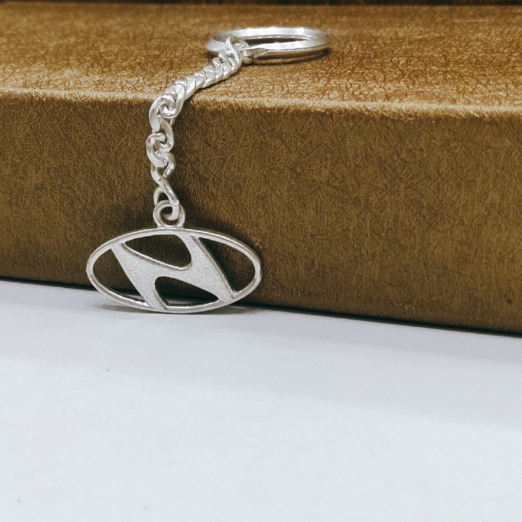 Silver Keychain logo of  Hyundai
