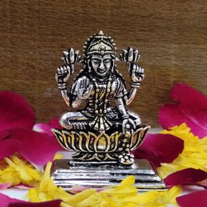 silver oxidized Maa  Laxmi Ji plated Murti (solid)