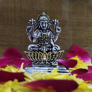 silver oxidized Maa  Laxmi Ji plated Murti (solid)