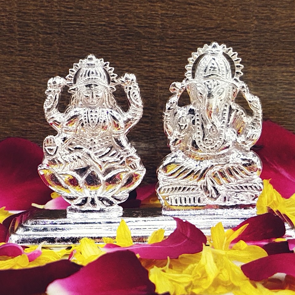 Silver ganesh ji- lakshmi ji murti