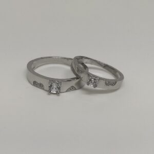 Sterling Silver 925 single diamond Couple Ring