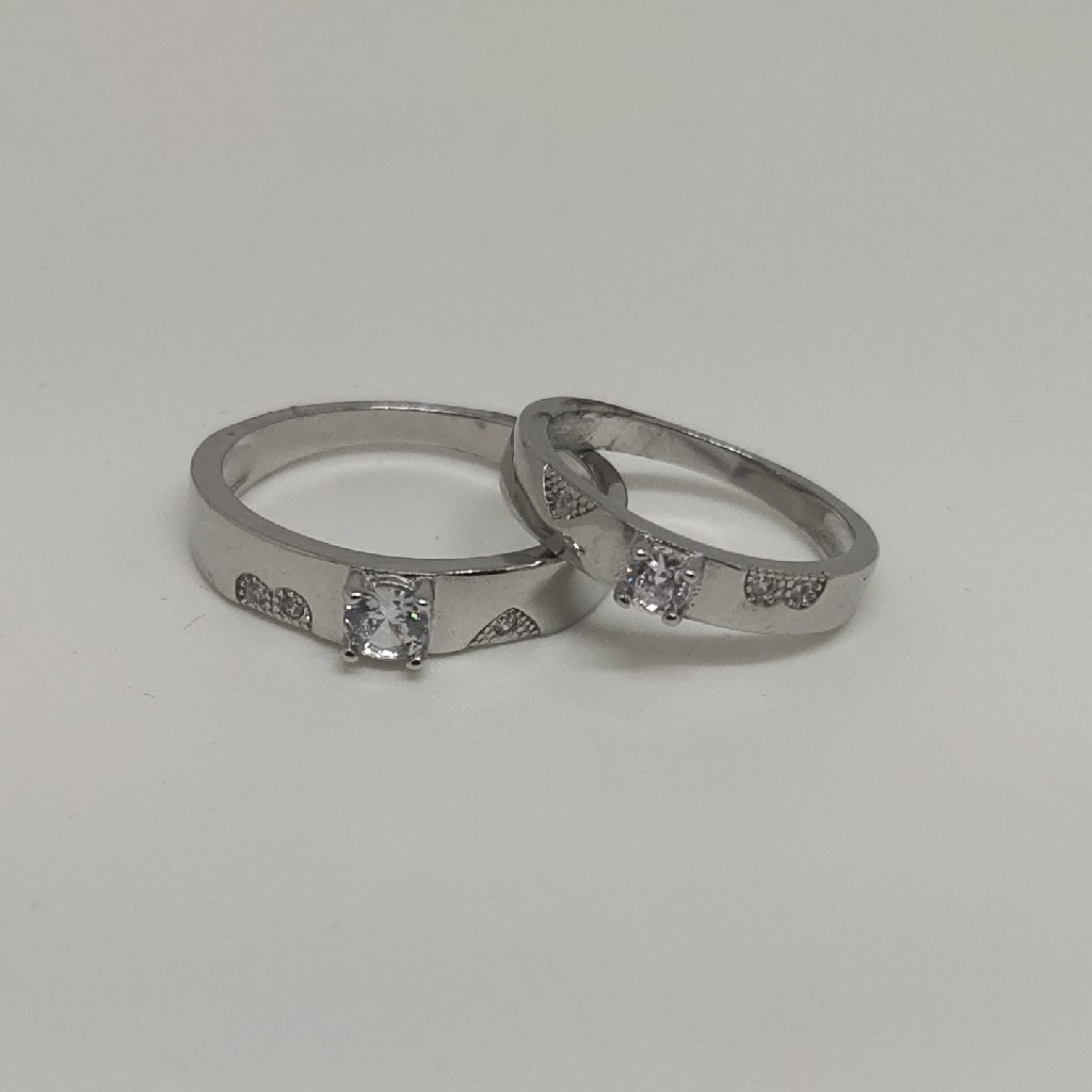 Sterling Silver 925 single diamond Couple Ring - Image 2