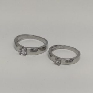 Sterling Silver 925 single diamond Couple Ring