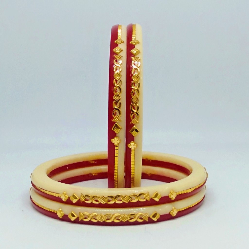 22 kt 916 red-off white women bangles - Image 2