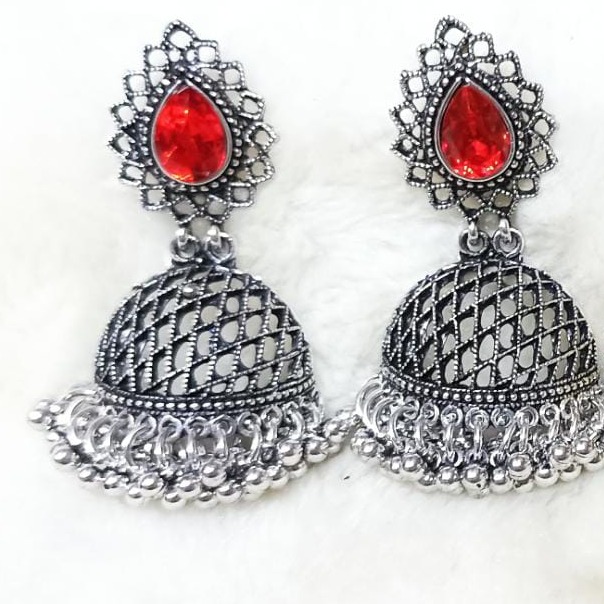 Red Stone Trendy Artificial Earring