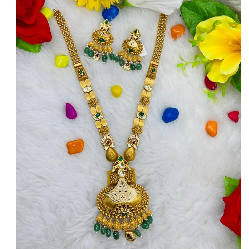916 Gold Antique Jadtar Long Set