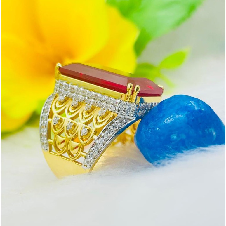 916 RED STONE BIG RING - Image 2