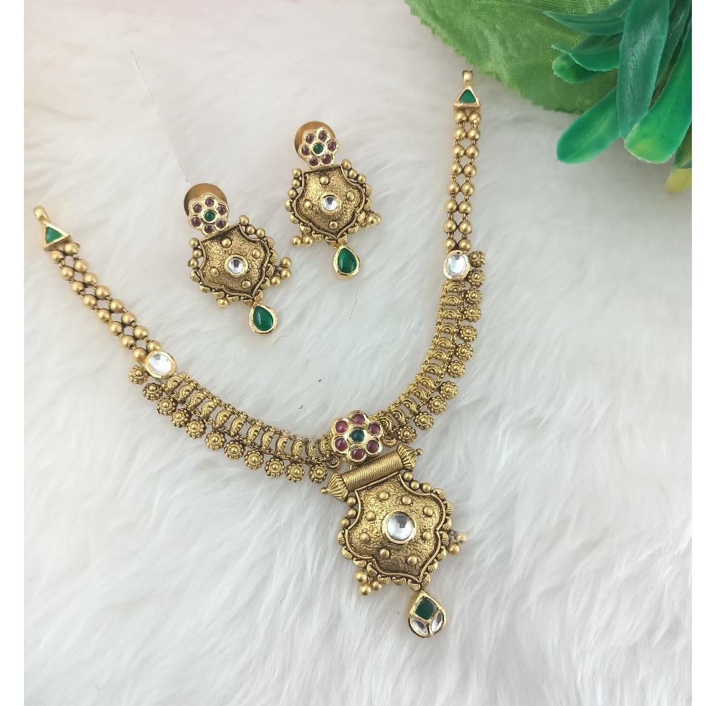 22K Gold Antique Jadtar Set For Wedding