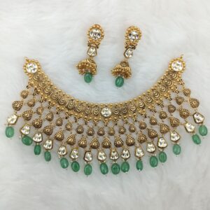 22K Gold Antique Full Neck Choker Set