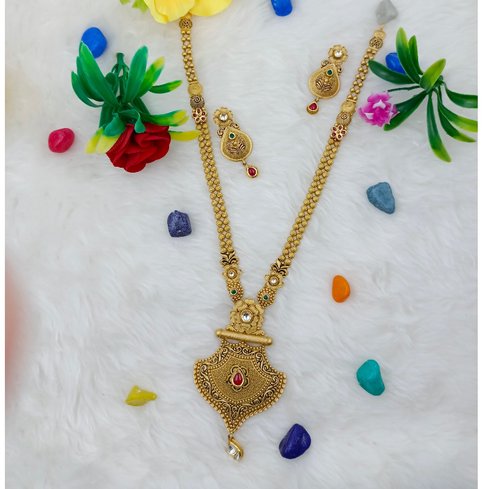 916 Gold Antique Jadtar Long Set