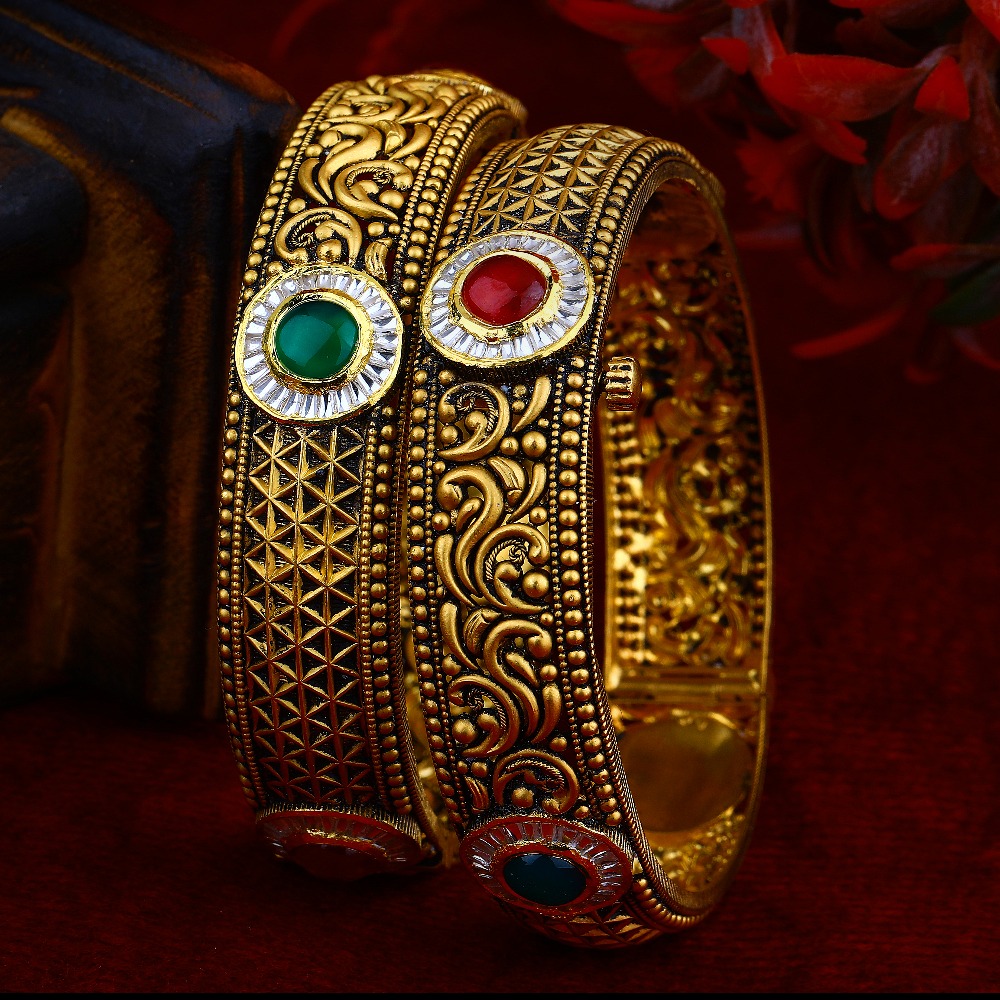 916 Gold Traditional Kada For Bridal P-3568