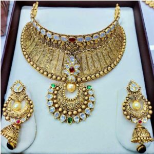 22K Gold Designer Wedding Choker Set MJ-N008
