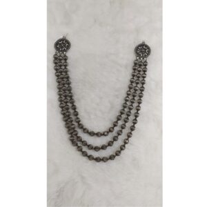 Silver 3 layer oxidized beads waist keychain