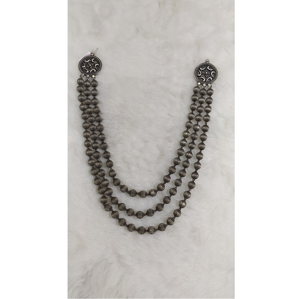 Silver 3 layer oxidized beads waist keychain