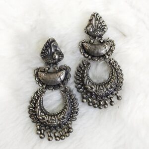 Silver stylish oxidized earring se-e001