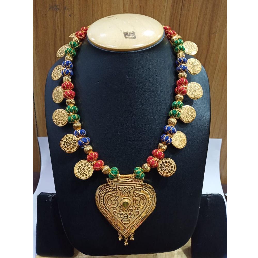 Gold Plated Colorful Beads With Coin Design Necklace Set