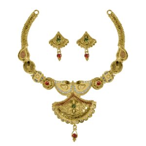 Designer pink stone necklace set ag-n003