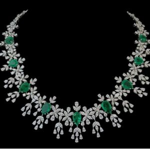 Attractive Green Stone Diamond Necklace