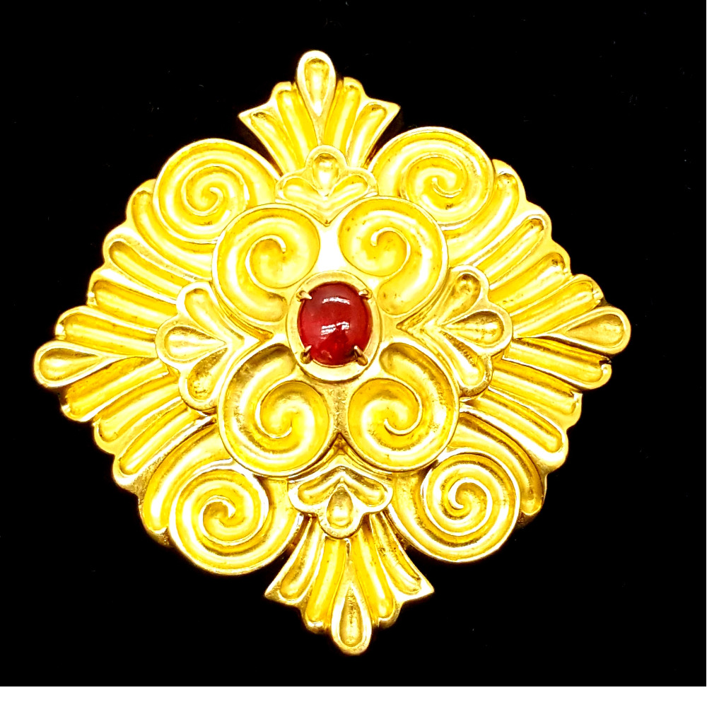 18k Wander France 3.40ct AGL Unheated Burma Ruby Enhancer Brooch Pin 70.3 Grams