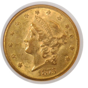 1875 CC $20 Liberty Head Double Eagle Gold NGC AU58