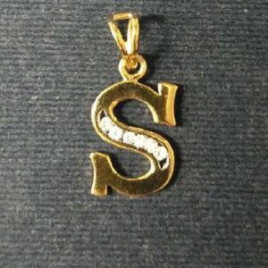 22KT Gold Alphabet S Diamond Pendant