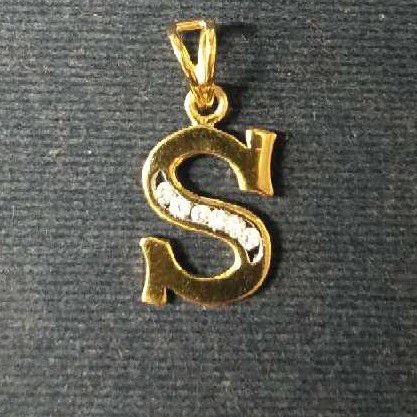 22KT Gold Alphabet S Diamond Pendant