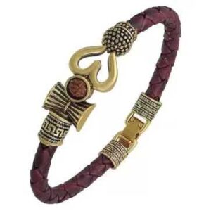 Aum Damroo Golden Kada Bracelet Maroon Belt Golden