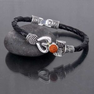 Aum damroo kada bracelet black belt silvered
