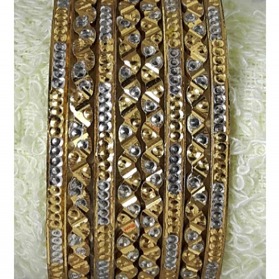 Yellow Gold Rhodium Plating Fancy Bangle