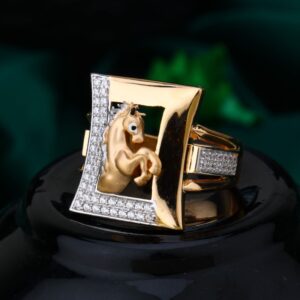 Antique Horse Design Gold Men's Ring