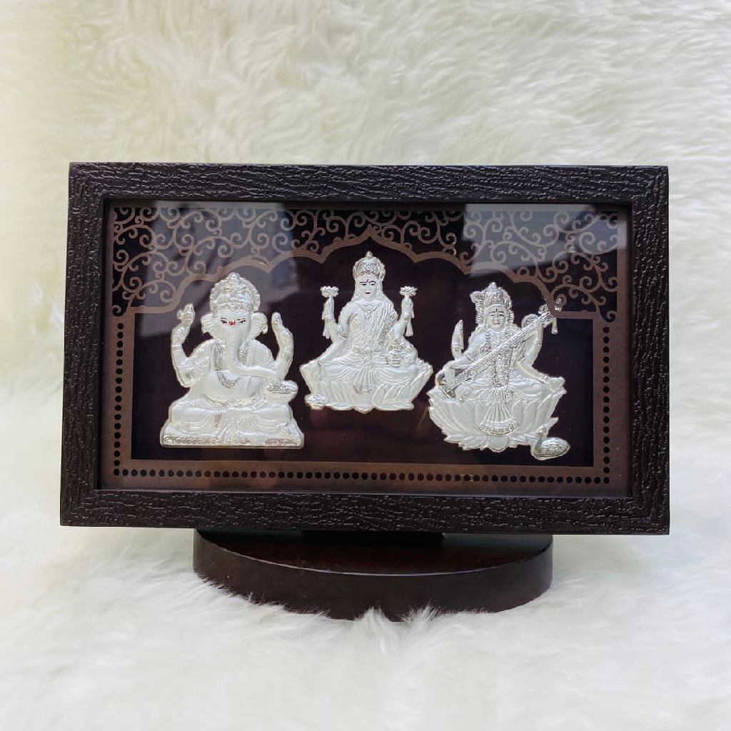 Laxmi Ganpati Saraswati 999 Silver Frame