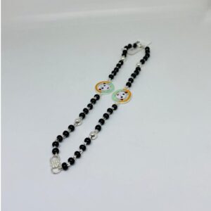 latest kids silver & black beads  bracelet