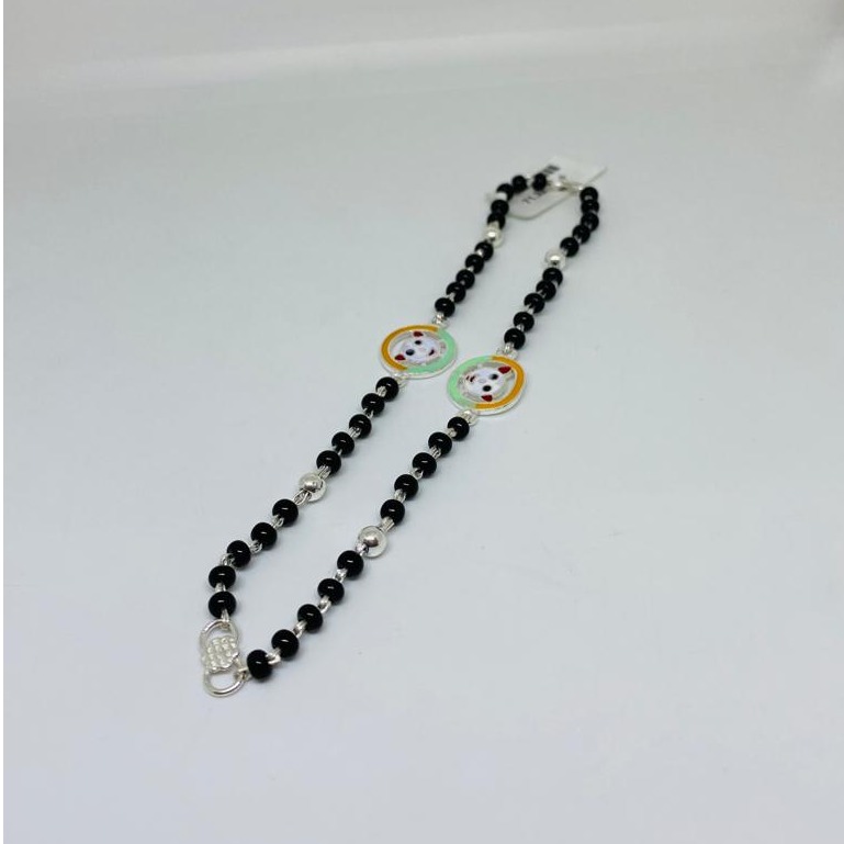 latest kids silver & black beads  bracelet