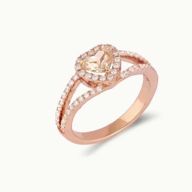 20 carat rose gold Heart shaped stone ladies rings rh-lr934