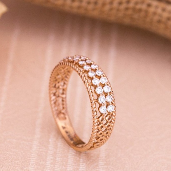 18k rose gold cZ ladies rings rh-lr912