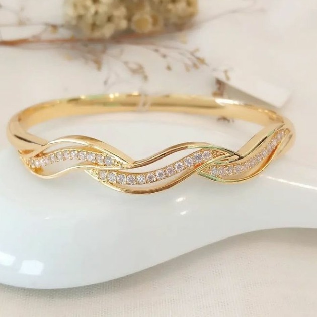 22k gold wave design ladies bracelet rh-lb910