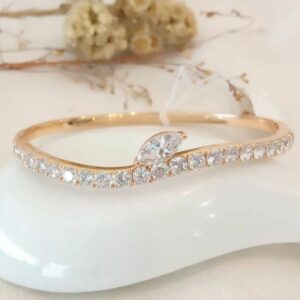 20 carat rose gold CZ leaf design bracelet rh-lb906