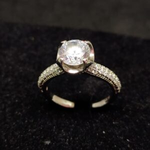 silver single stone ladies rings RH-LR544