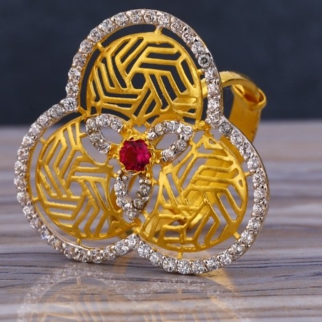 22 carat gold diamonds stylish ladies long rings RH-LR425