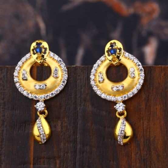 22 carat gold round ladies earrings RH-LE363