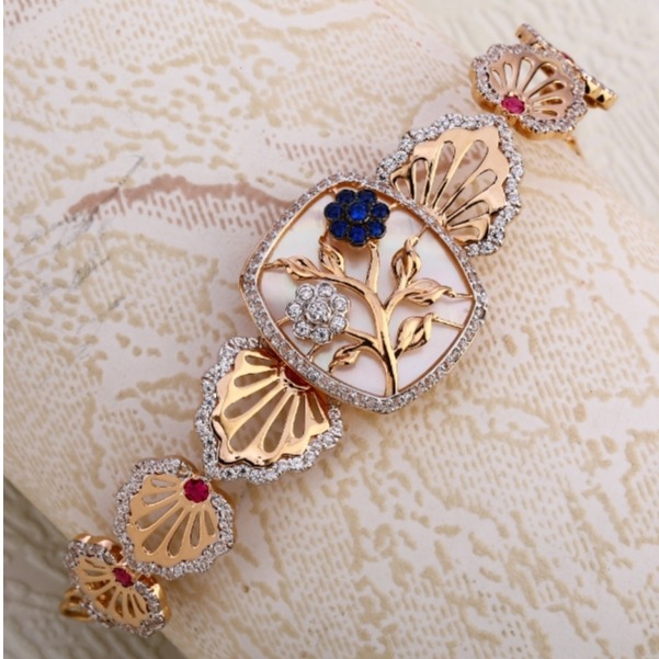 18 cart rose gold kada bracelet RH-LB622