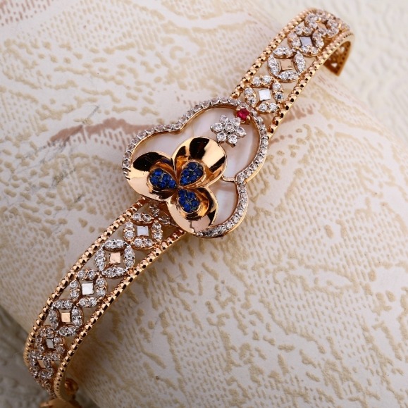18 carat rose gold classical kada bracelet RH-LB617