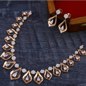 18 carat rose gold delicate diamond necklace set RH-NS566