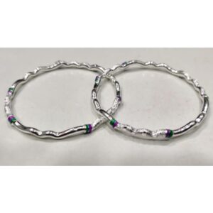 Silver ladies fancy meena bangle rh-mb651