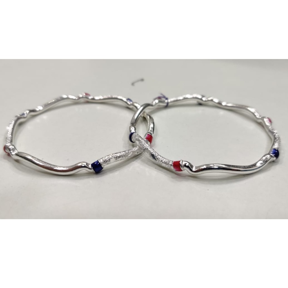SILVER ladies vaccum meena bangles RH-mB650