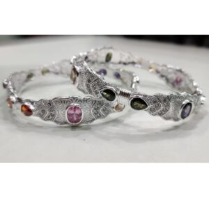 SILVER ladies fancy Meena bangles RH-MB649