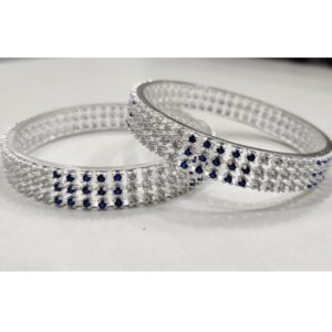 SILVER ladies meena and diamond bangles RH-MB648